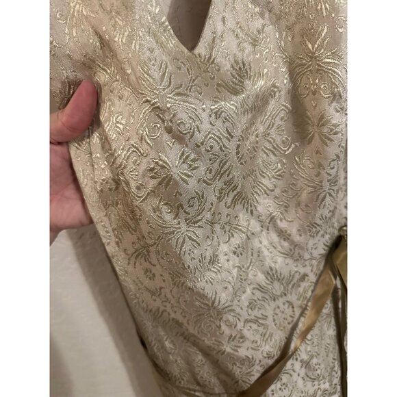 David’s Bridal Champagne & Gold V Neck Halter  Bridesmaid Dress - Picture 6 of 12